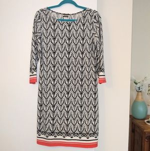 Black, White and Orange Shift Dress - Sz M